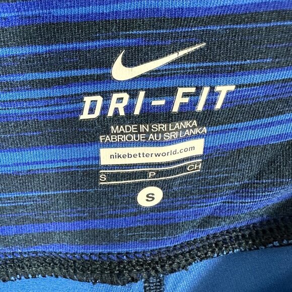 Nike Compression Pants Womens Small Dri Fit Blue Stripe Cotton Blend - Picture 8 of 9